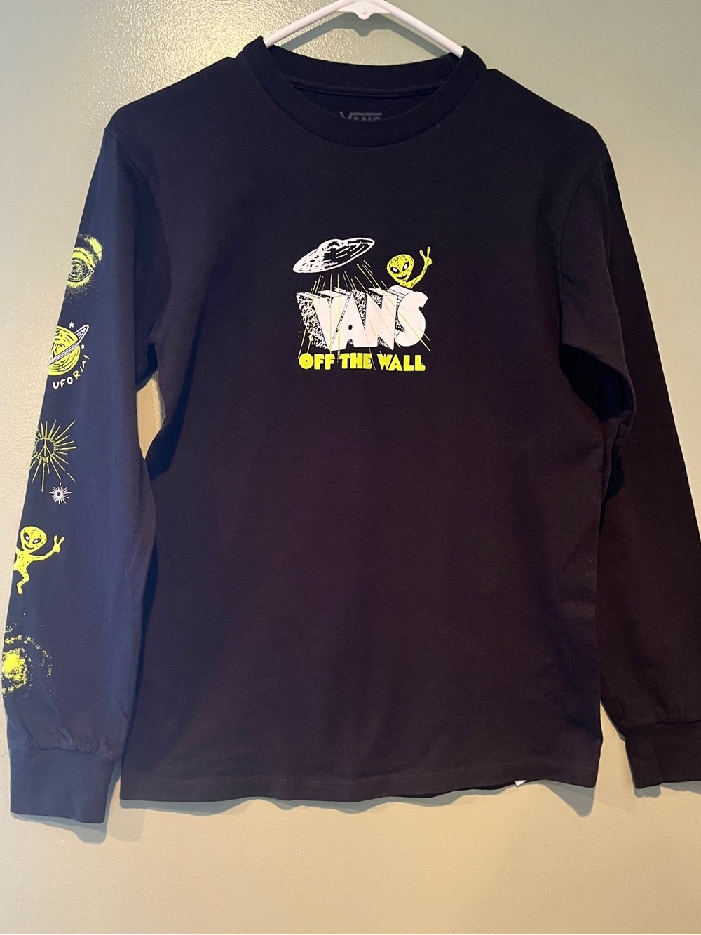 Vans Young Men’s Black Long-Sleeve Alien Graphic Tee